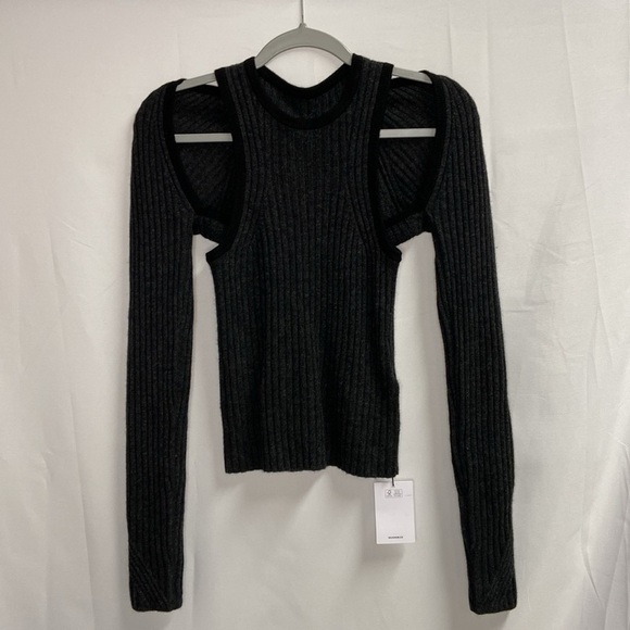 Naadam Wool Cashmere Fisherman Layered Sweater Smoke Black Size XS or S NWT - Picture 4 of 7